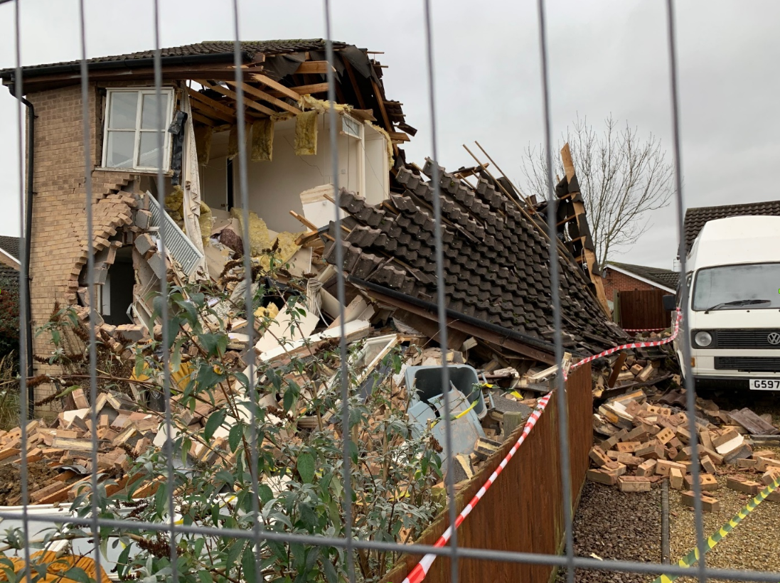 house destroyed by gas explosion